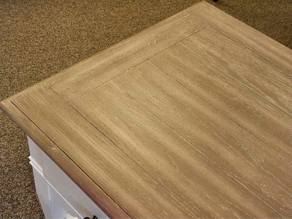 Cocktail Table on Casters with Driftwood Finish Top and White Base