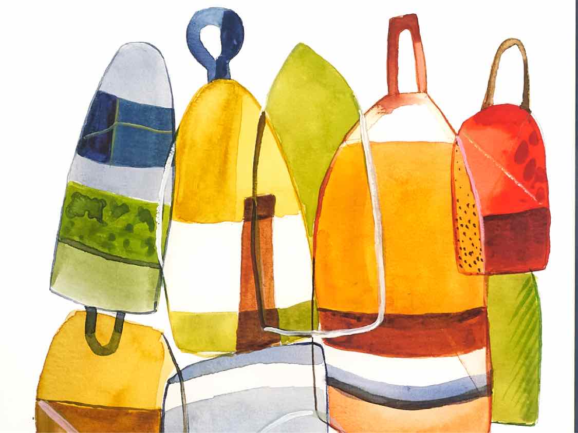 Framed Giclee: "Dockside Buoys I"