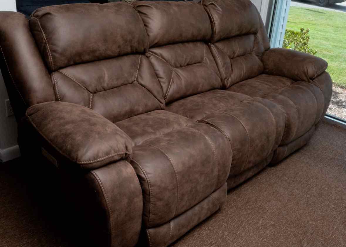 Home Stretch Brown Felt Uphostered Power Reclining Sofa