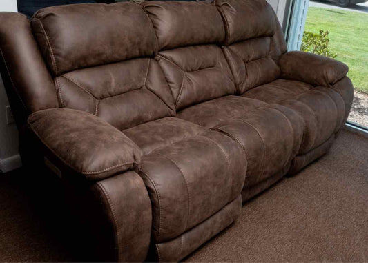 Home Stretch Brown Felt Uphostered Power Reclining Sofa