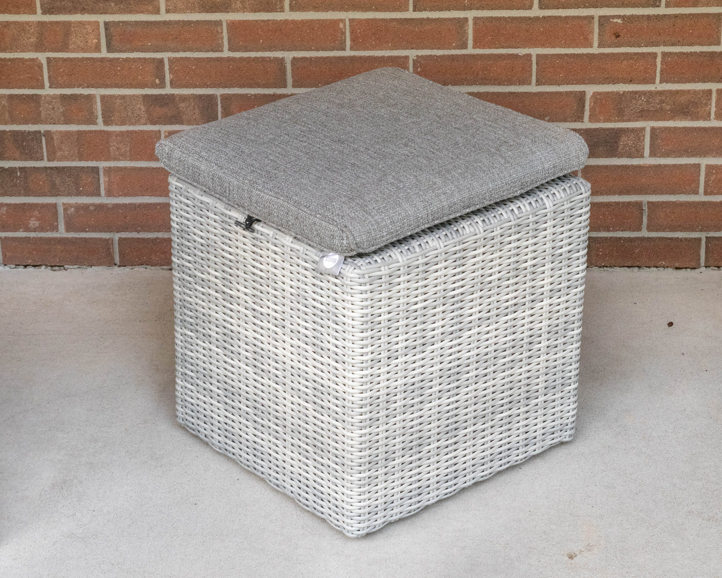 Pair Of SUNS All Weather Heather Grey Wicker Highback Chairs & Ottomans