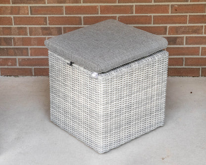 Pair Of SUNS All Weather Heather Grey Wicker Highback Chairs & Ottomans