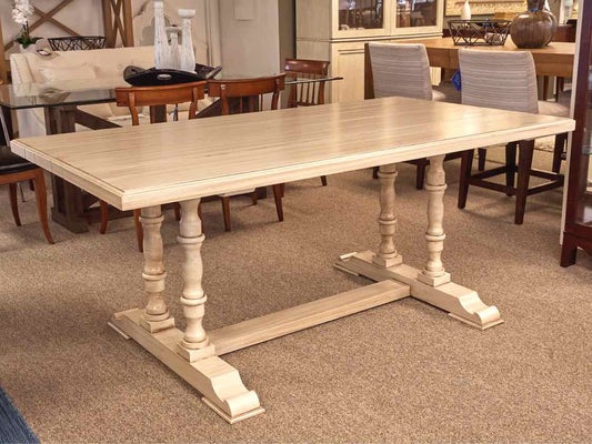 Plank Top Cream Finish Dining Table