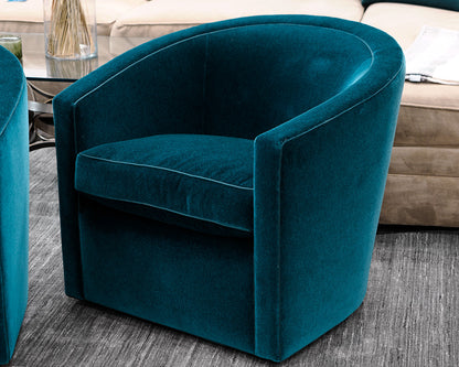 Pair of A. Rudin Custom Upholstered Swivel Chairs