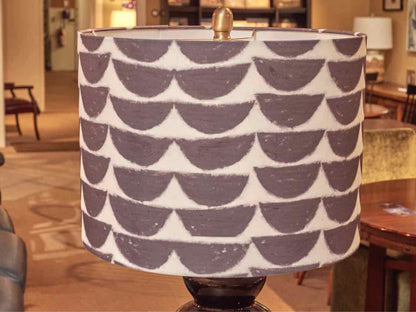 Wedge Gloss Black Table Lamp with Geometric Patterned Shade