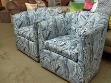 Pair of Circle Furniture Swivel Chairs in Whimsical  Upholstery