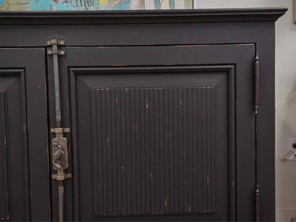 Arhaus Distressed Black Console with Pewter Latch & Trim