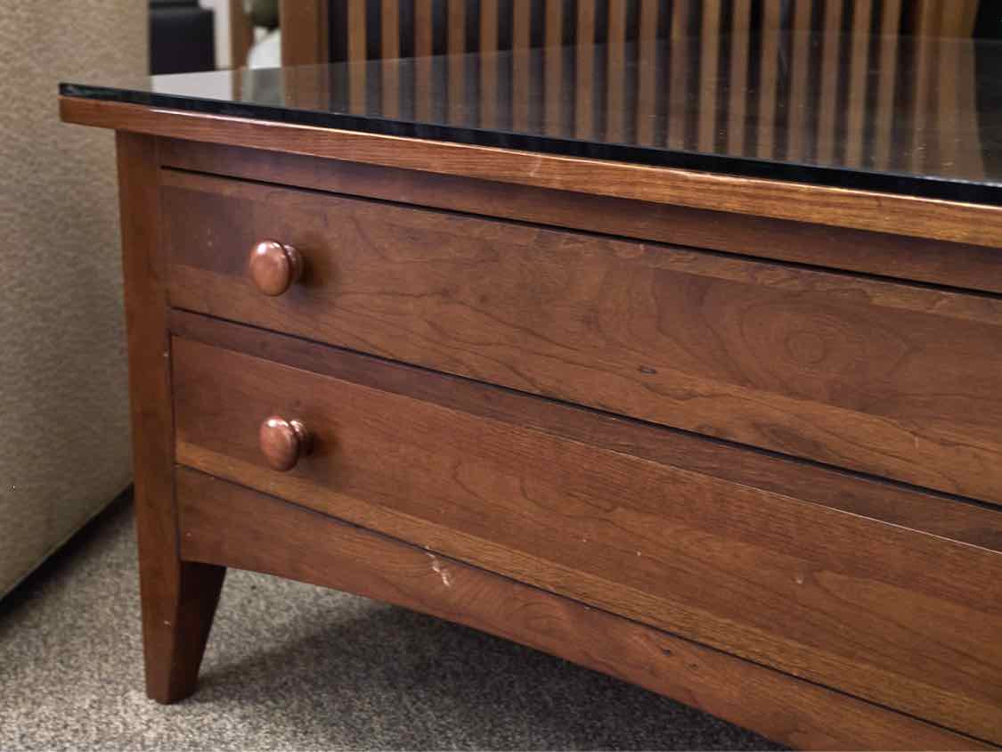 Cherry Map Cocktail Table with 4 Drawers