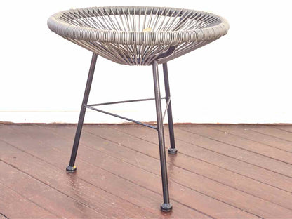 Outdoor3 Piece Plastic String Contemporary Grey Chair Set with Side Table