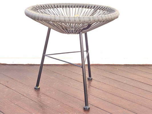 Outdoor3 Piece Plastic String Contemporary Grey Chair Set with Side Table