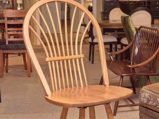 Pair of Oak Sheaf Back Swivel Counter Stools