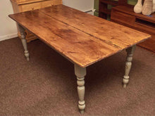 Pine Top  'Sage Green' Distressed  Finish Turned Legs Dining Table