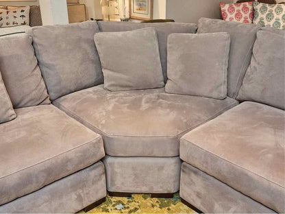 Crate & Barrel  Axis 3 Piece Armless Sectional In 'Pewter Grey' Ultra Suede