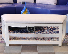 White Upholstered Bench With Nailheads