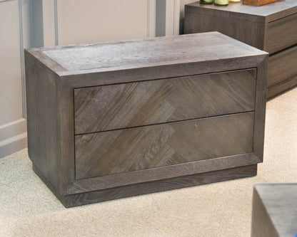 RH Herringbone 40" Closed Nightstand in Brown Oak Finish