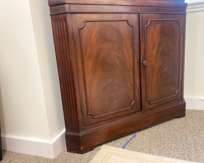 Mahogany Corner Cabinet with 1 Glass Door & 2 Wood Doors