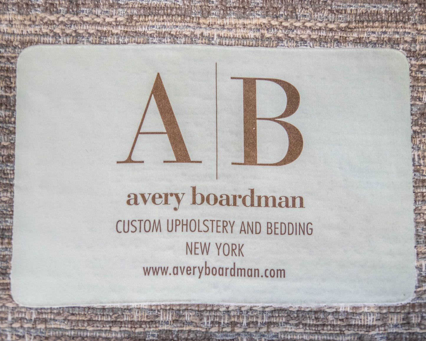 Avery Boardman Textured Track Arm Sofa In Hues Of Beige/Blue & Cream