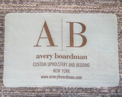 Avery Boardman Textured Track Arm Sofa In Hues Of Beige/Blue & Cream