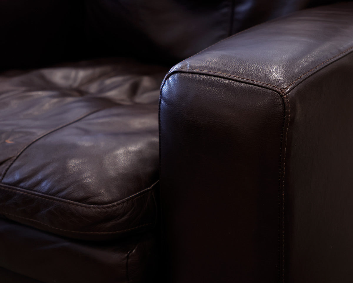 Brown Leather Track Arm Chair