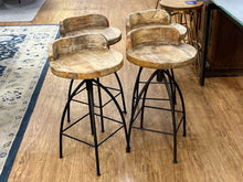 Set of 4 Rustic Wood Studio McGee Bar Stools