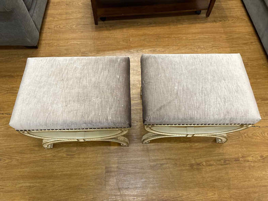 Pair of Compositions X-Frame Ottomans