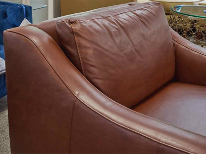 Camden Collection Logan Canyon Slope Arm Swivel Club Chair in Brown Leather