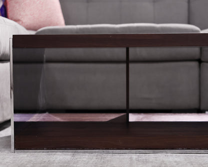 B&B Italia Surface Cocktail Table in Smoked Oak, Lacquer & Chromed Steel