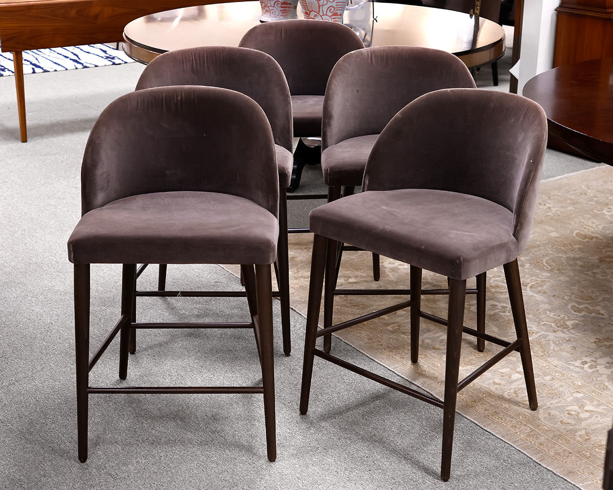 Crate & Barrel Camille Anthracite Velvet Counter Stools