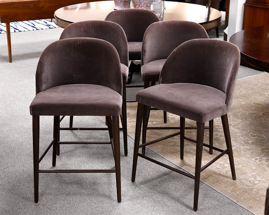 Crate & Barrel Camille Anthracite Velvet Counter Stools