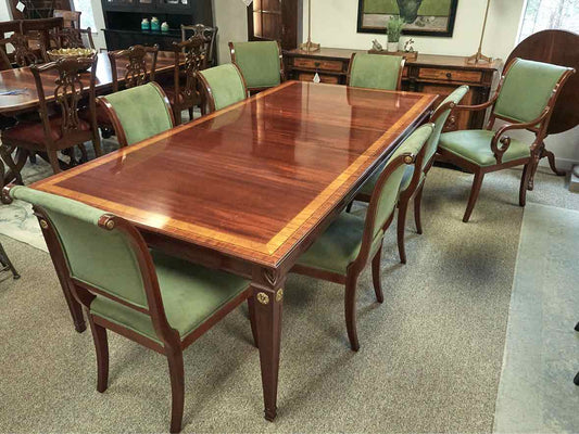 Kindel Mahogany "Kent" Georgian Chippendale Style  Dining Table with 8 Chairs