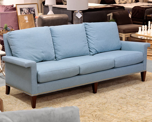 Sherrill Furniture Robin Egg Blue Three Cushion Sofa