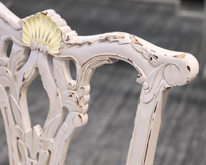 Chippendale White Painted Bench