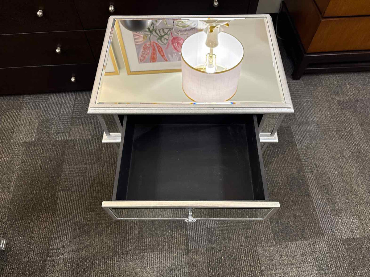 Pair of Mirrored One-Drawer Nightstands