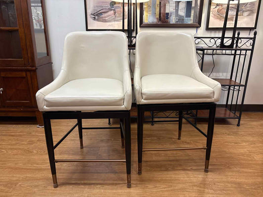 Cornerstone Pair of Beige Leather Counter Stools