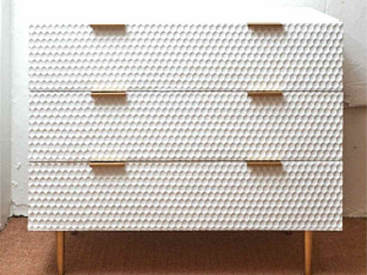 Adore Decor "Jolie' 3 Drawer White Finish Honeycomb Chest