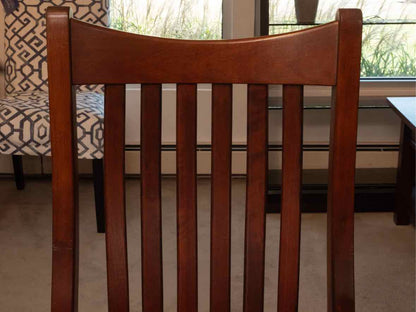 Mission Style Seasoned Cherry Table &  4 Contoured Slat Back Chair Set
