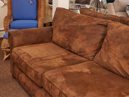 Klausner Micro Fiber Brown Suede 2 Cushion  Nailhead Trim Bun Feet Sofa