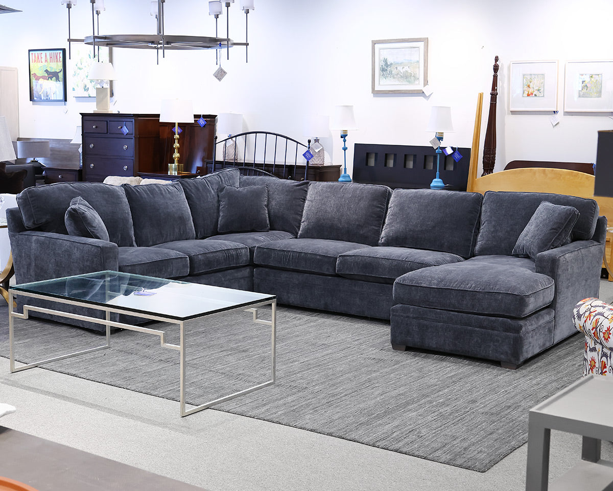 Boston Interiors Steel Blue 3-Piece Sectional with RAF Chaise