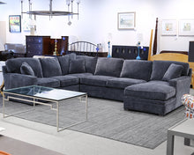 Boston Interiors Steel Blue 3-Piece Sectional with RAF Chaise
