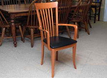 Set Of 7 A.Sibau Italy Cherry Dining Chairs With Bonded LeatherSeat Cushions