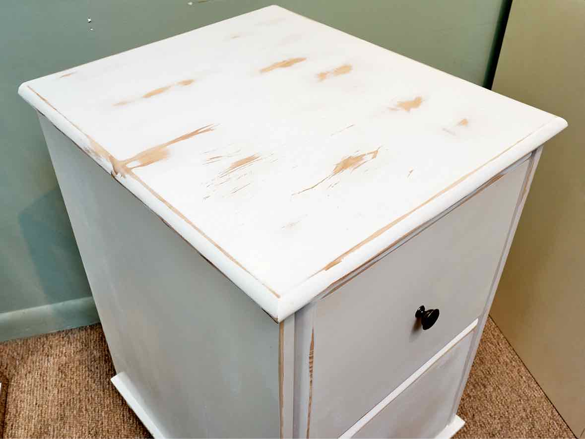 Distressed Ivory 2 Drawer File Cabinet
