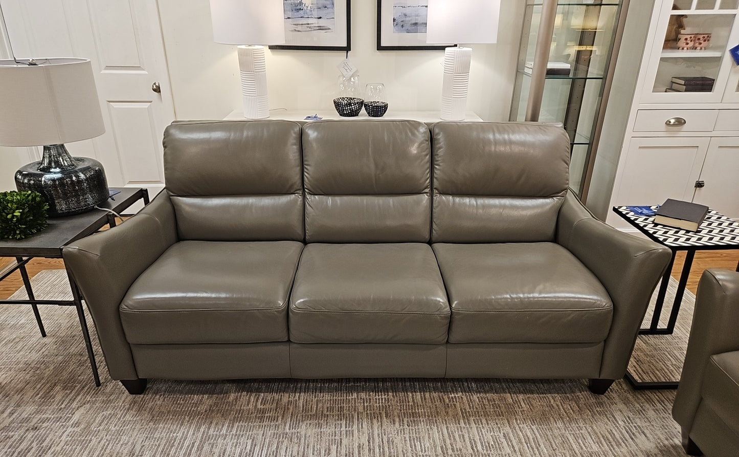 Macy's Light Grey Leather Sofa