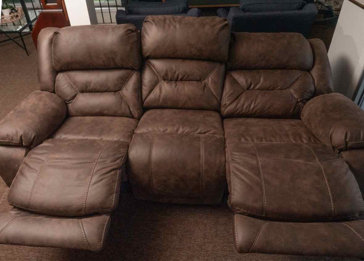 Home Stretch Brown Felt Uphostered Power Reclining Sofa