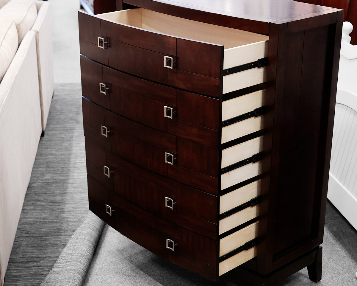 Geometric Dark Brown 5 Drawer Chest
