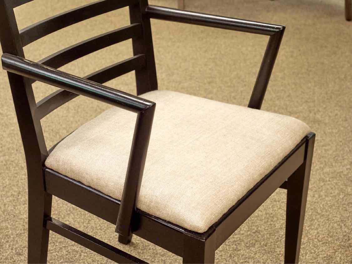 Set of Six MCM Dining Chairs in Black W/ Upholstered Seats