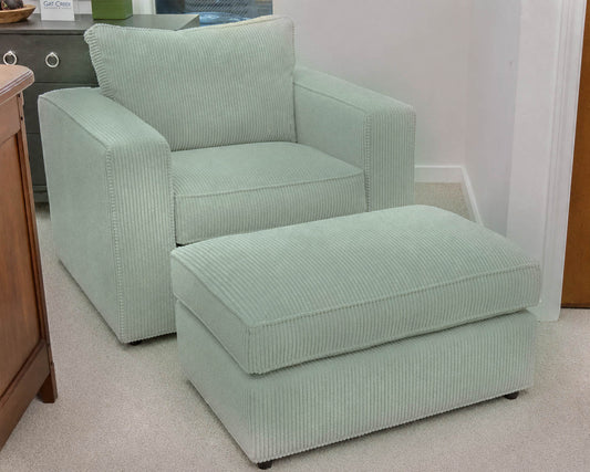 Circle Furniture Oversized Arm Chair & Ottoman in Corduroy