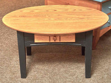 Oak Oval Top Black Finish Legs 1 Drawer Cocktail Table