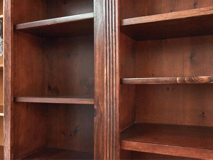 Pine Dark Stain 3 Piece Bookcases Wall Unit with Adjustable Shelves