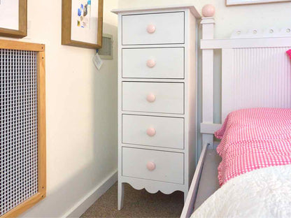 Maine Cottage 'Nellie' Lingerie Chest in White W/ Pink Knobs