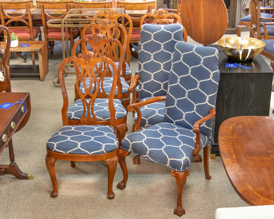 Set of Eight Burlwood Dining Chairs